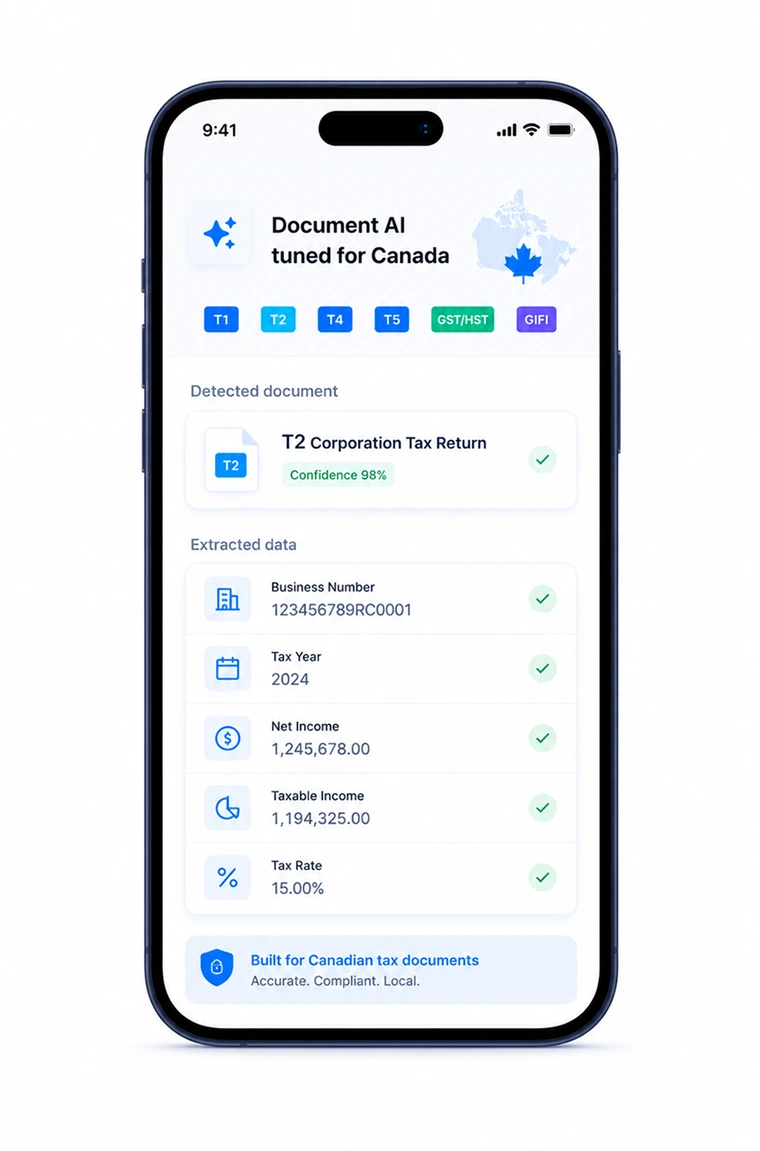 Canadian document AI mobile interface